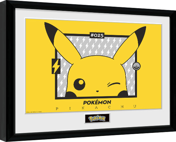 Ingelijste poster Pokemon - Pikachu wink