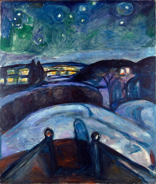 Levně Plakát, Obraz - Star Night Night Landscape in Northern Europe., Munch, Edvard, 34.1 × 40 cm