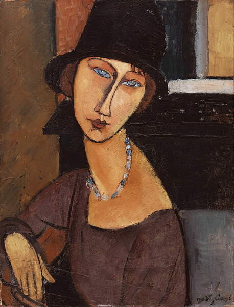 Obrazová reprodukce Jeanne Hebuterne wearing a hat, Modigliani, Amedeo, 30x40 cm