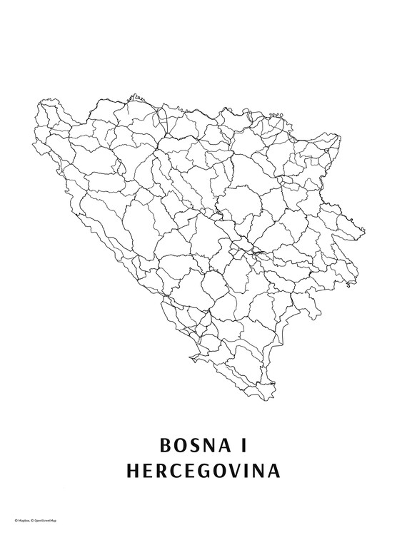 Plakát, Obraz - Bosna a Hercegovina black & white, 30 × 40 cm