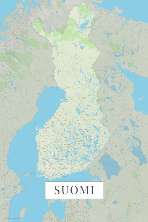 Mapa Finsko color, 26.7x40 cm