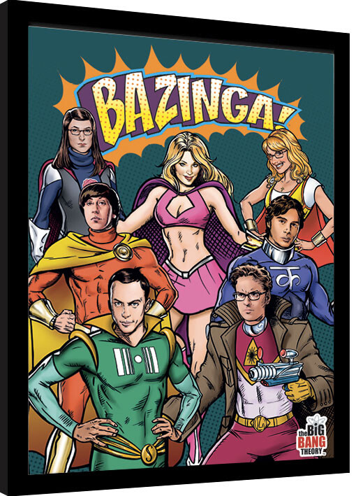 Ingelijste poster The Big Bang Theory - Superheroes
