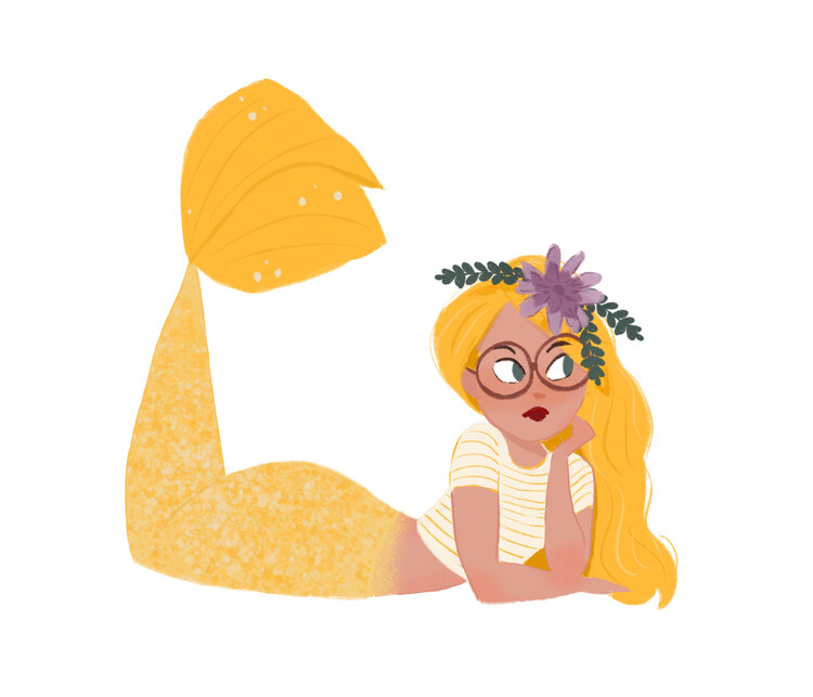 Ilustrace Mermaid, Elsa Bean, (40 x 35 cm) 40x35 cm