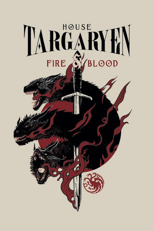 Umělecký tisk Hra o Trůny - House Targaryen, (26.7 x 40 cm)