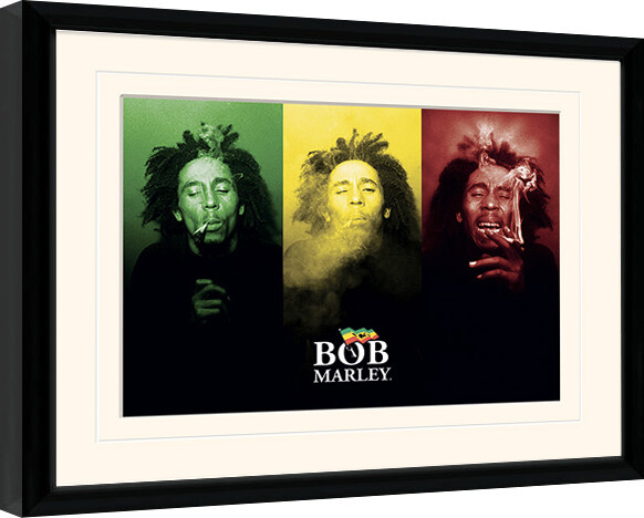 Poster incorniciato Bob Marley - Tricolour Smoke