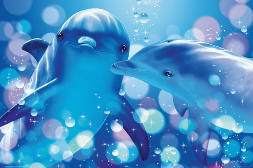 Poster Christian R. Lassen - kissing dolphins