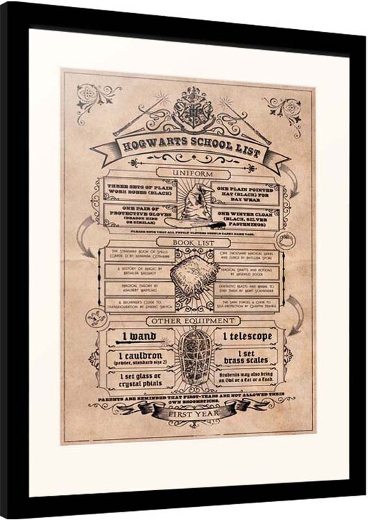 Ingelijste poster Harry Potter - Hogwarts School List