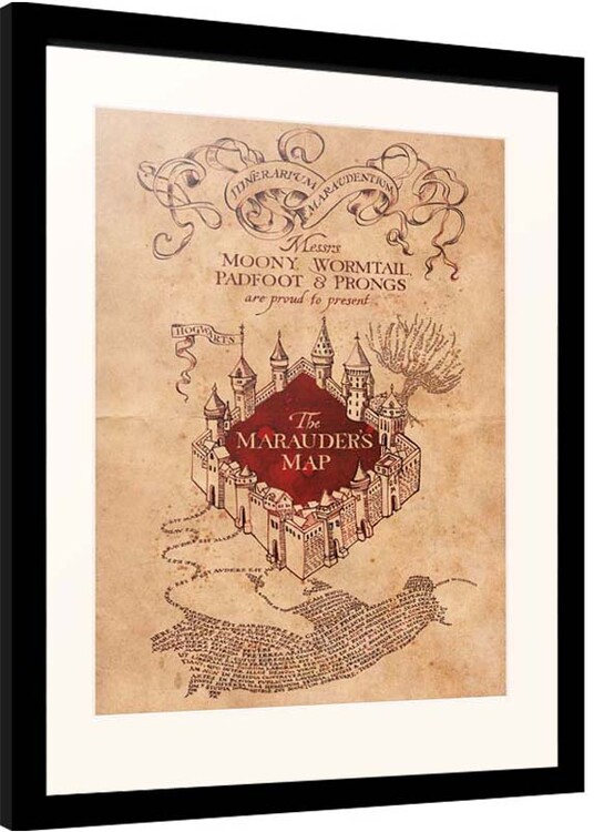 Zarámovaný plagát Harry Potter - Marauder‘s Map