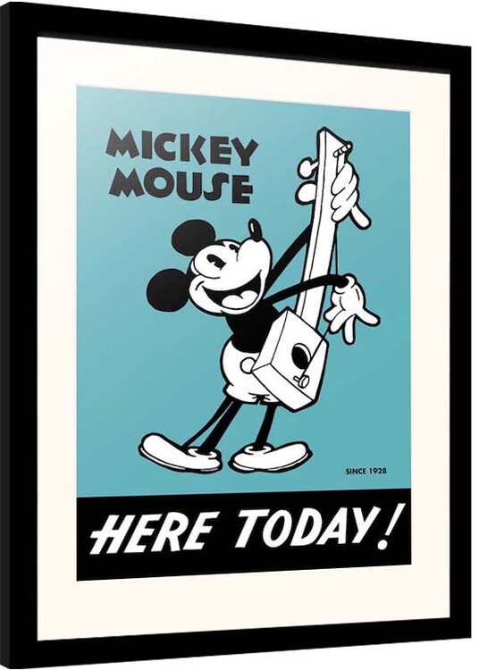 Oprawiony plakat Disney - Mickey Mouse - Here Today!