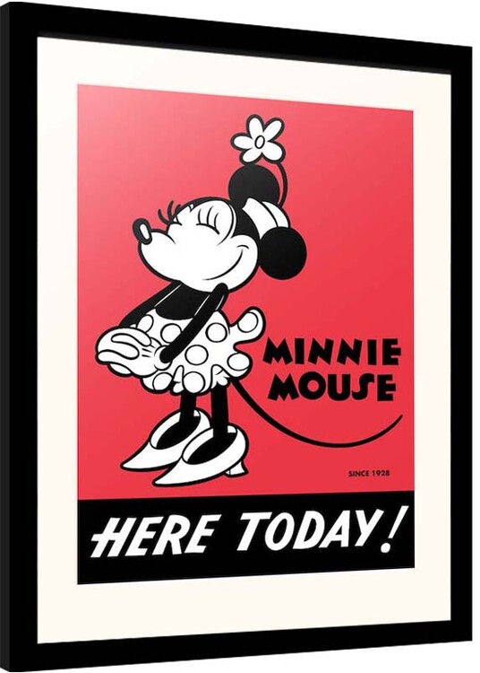 Ingelijste poster Disney - Minnie Mouse - Here Today!