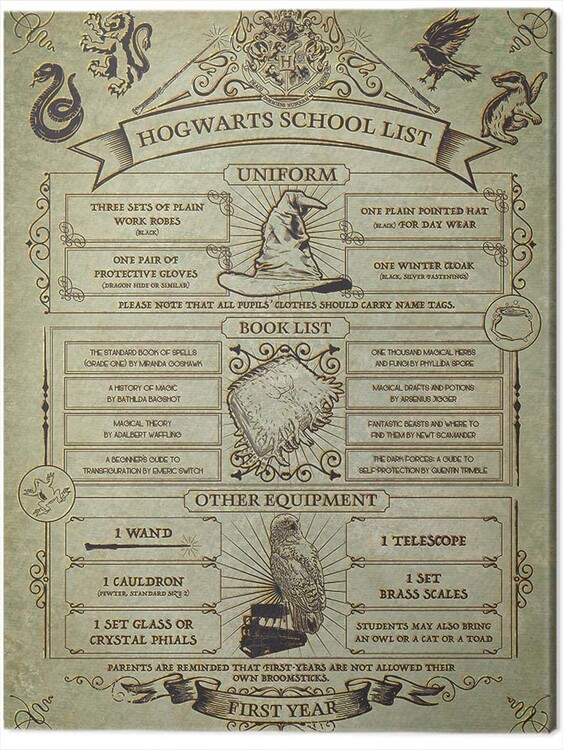 Obraz na płótnie Harry Potter - Hogwarts School List