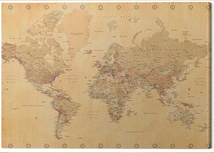Obraz na plátně World Map - Vintage Style