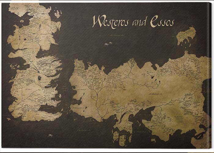 Obraz na płótnie Game of Thrones - Westeros and Essos Antique Map
