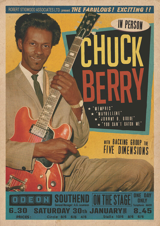 Plakát, Obraz - Chuck Berry at the Odeon - Southend, 59.4 × 84.1 cm