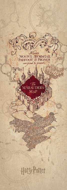 Umělecký tisk Harry Potter - Pobertův plánek, 64x180 cm