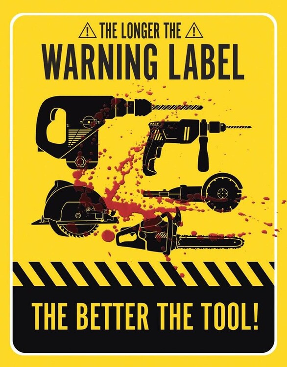 Plechová ceduľa Warning Labels