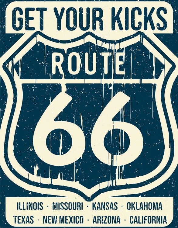 Metallschild Route 66 - States