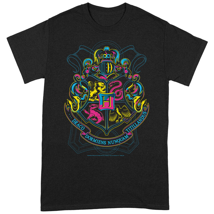 T-skjorte Harry Potter - Neon Hogwarts Crest