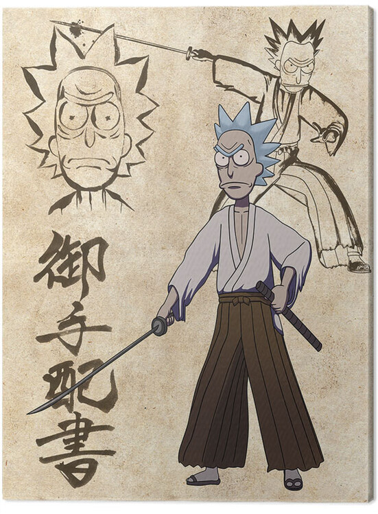 Schilderij op canvas Rick and Morty - Samurai Showdown