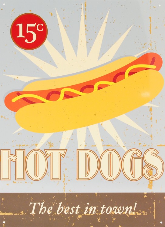 Metallschild HOT DOGS