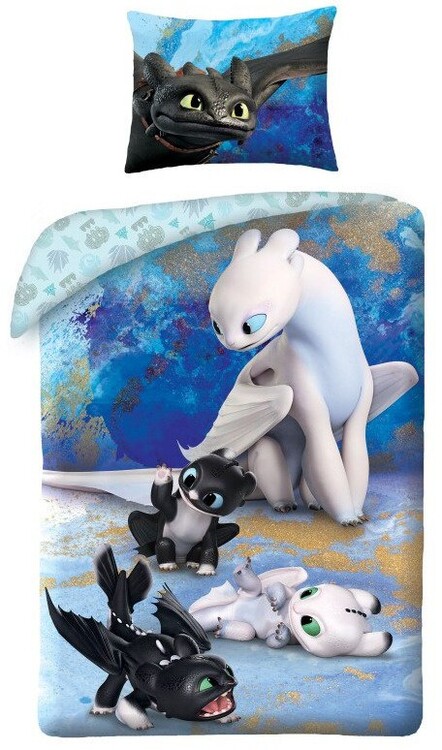 Lenzuola How To Train Your Dragon - Toothless and kids