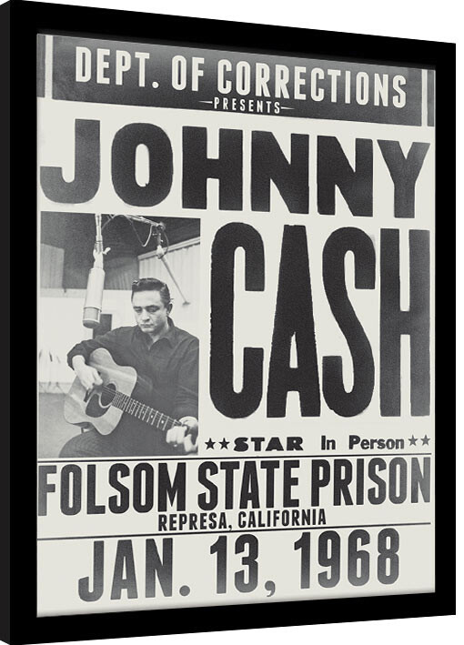 Ingelijste poster Johny Cash - Folsom State Prison