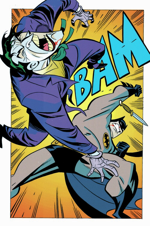 Umělecký tisk Joker and Batman fight, 26.7x40 cm
