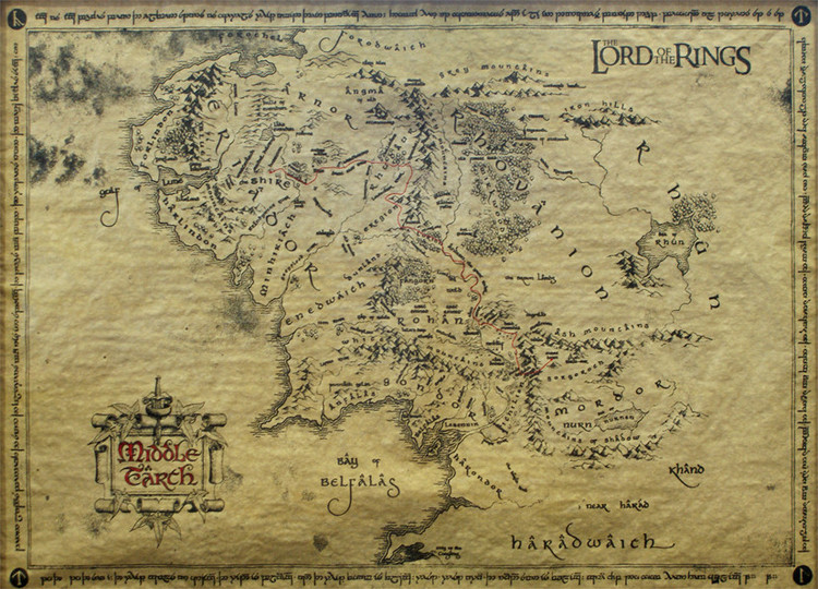 Plagát Pán prsteňov - mapa Stredozeme (special)