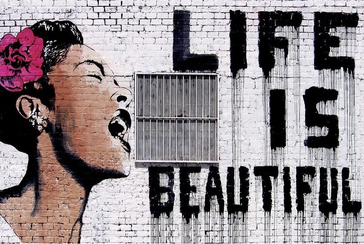 Levně Umělecký tisk Banksy - Life is Beautiful, 91.5 × 61 cm