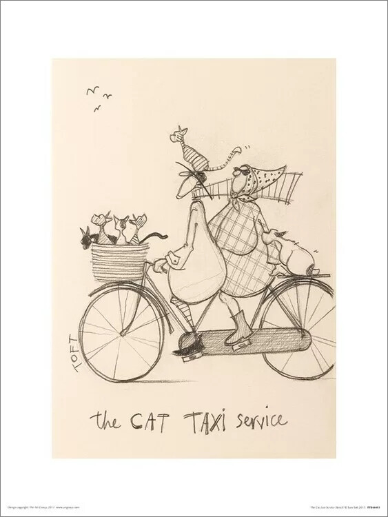 Umělecký tisk Sam Toft - The Cat Taxi Service, 30 × 40 cm