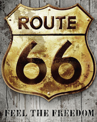 Plakát ROUTE 66 - golden sign