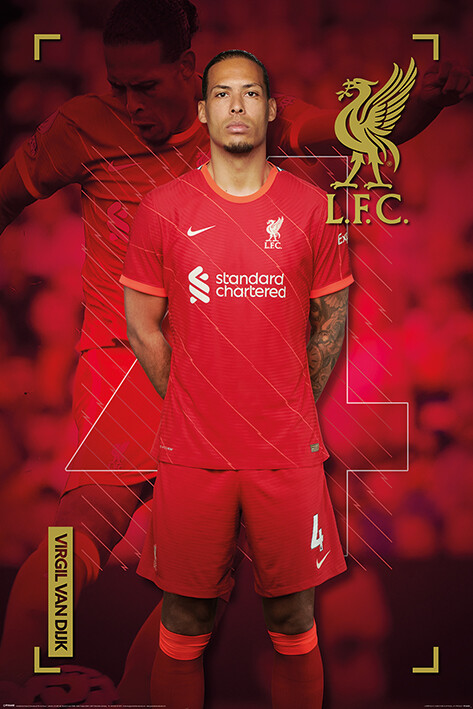 Poster, Quadro Liverpool FC Virgil Van Dijk Poster sul muro