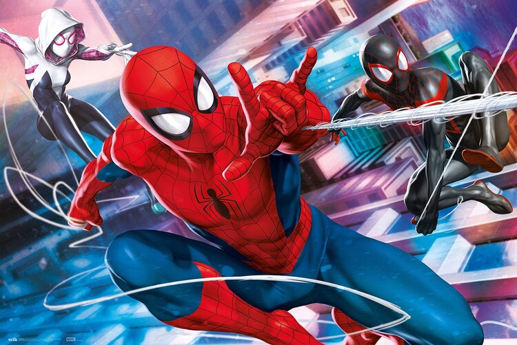 Plakát, Obraz - Spider-Man, Miles Morales and Gwen, 91.5x61 cm