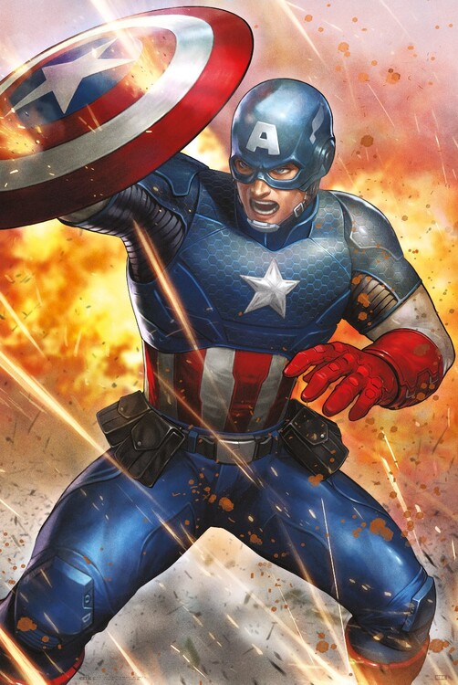 Plakát, Obraz - Captain America - Under Fire, (61 x 91.5 cm)