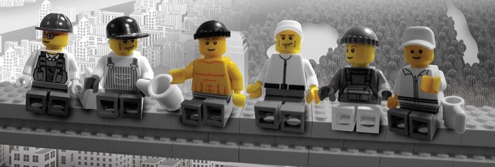 Poster Lego - lunch on a skyscraper