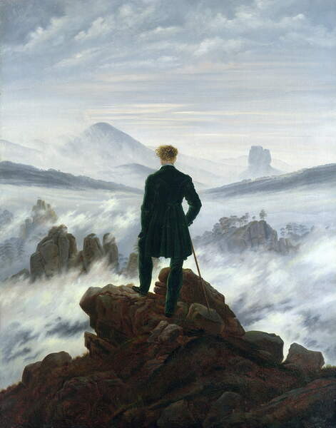 Friedrich, Caspar David - Obrazová reprodukce Poutník nad mořskou mlhou, (30 x 40 cm)