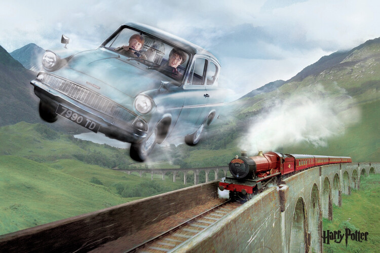 Plakát, Obraz - Harry Potter - Flying Ford Anglia, 120x80 cm