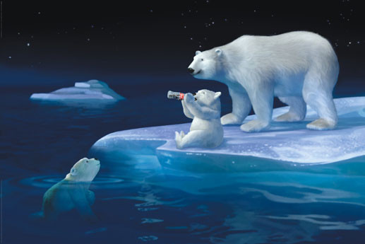 Poster Coca Cola - polar bear swim