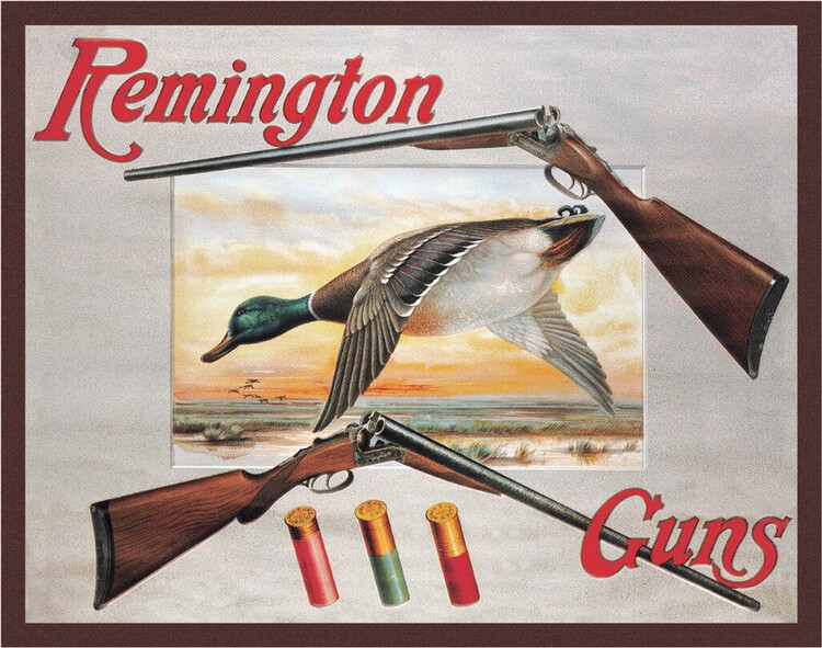 Metallschild REM - shotguns and duck