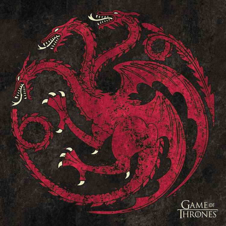 Umělecký tisk Game of Thrones - Targaryen sigil, 40 × 40 cm