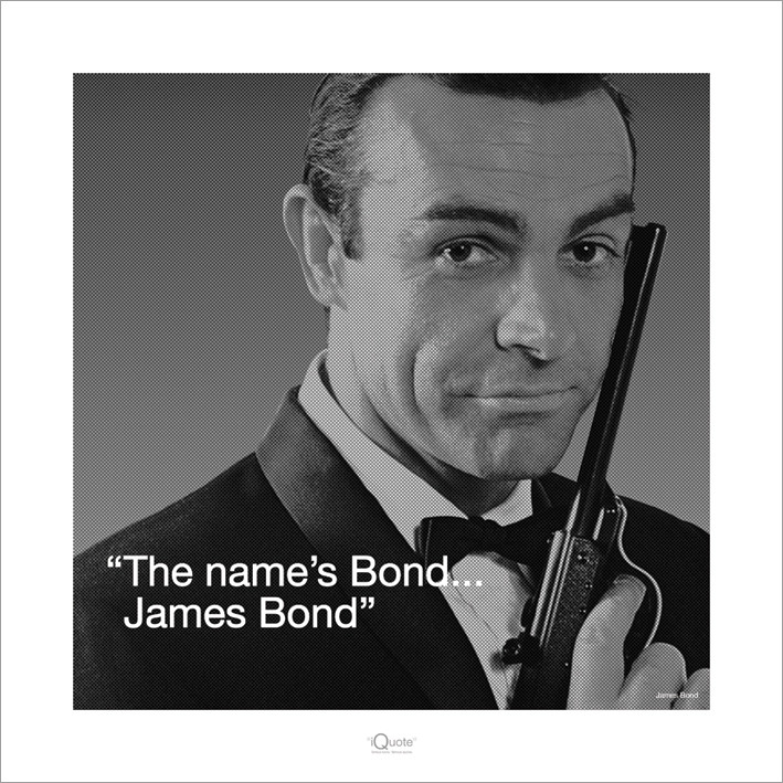 Umělecký tisk James Bond 007 - Iquote, 40x40 cm