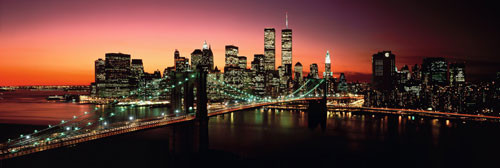 Poster New York - Brooklyn bridge night
