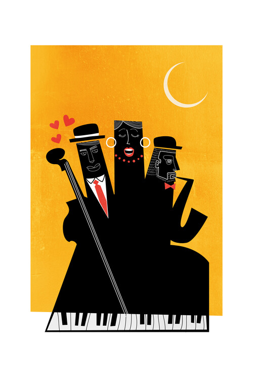 Plakát, Obraz - Kubistika - Casablanca Jazz, (40 x 60 cm)