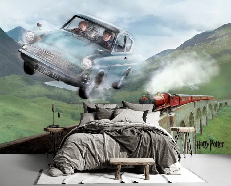 Carta da parati Harry Potter - Flying Ford Anglia