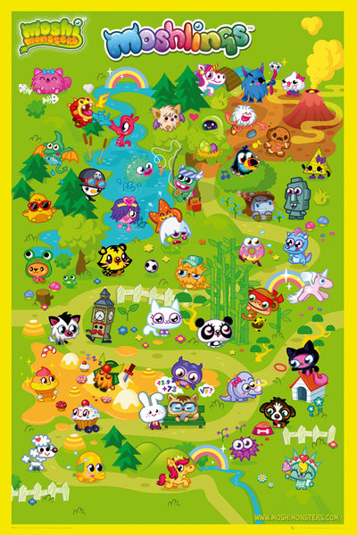 Plakát Moshi monsters - moshling land