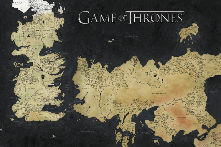 Umělecký tisk Game of Thrones - Westeros Map, 40x26.7 cm