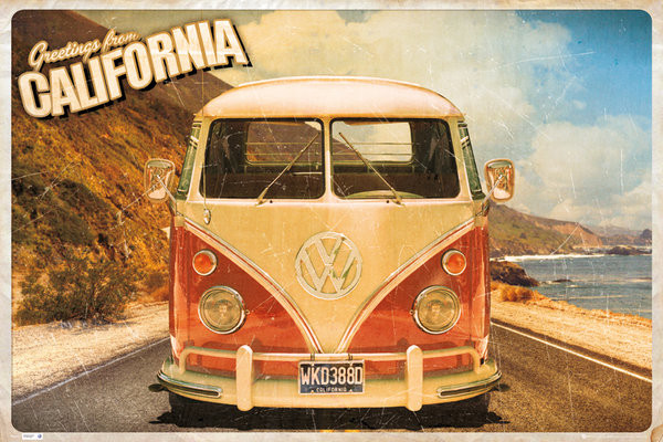 Poster VW Volkswagen Camper - cali postcard