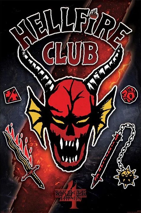 Plakát, Obraz - Stranger Things 4 - Hellfire Club Emblem Rift, 61x91.5 cm