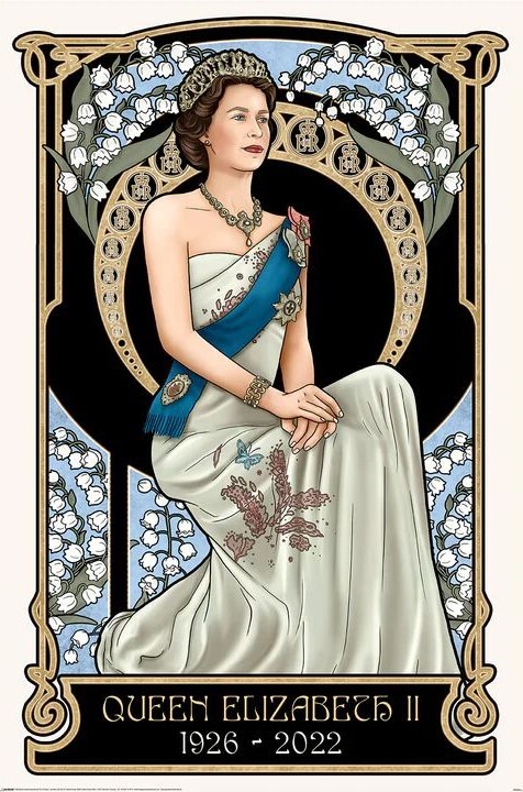 Plakát, Obraz - Art Nouveau - The Queen Elizabeth II, 61x91.5 cm