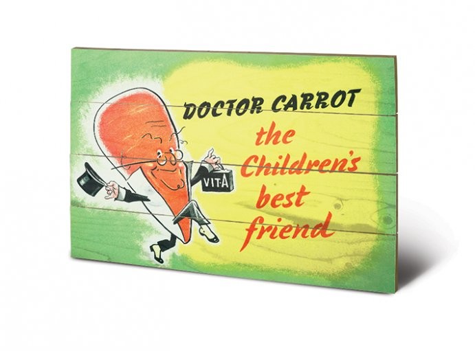 Levně Dřevěný obraz IWM - doctor carrot, 59 × 40 cm